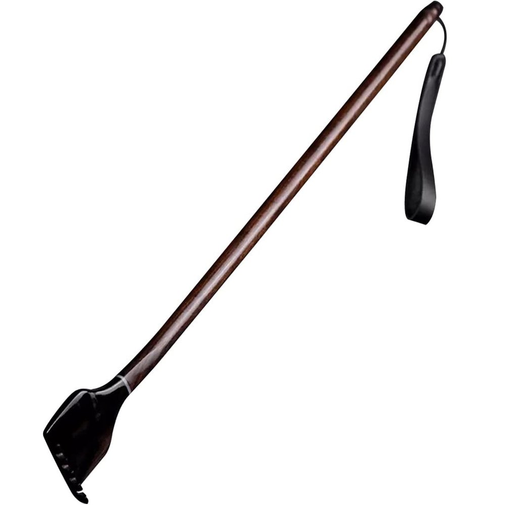 Back Scratcher For Men Dual-purpose Medium-length Natural Textured Horns Backscratchers, High End Durable Ebony Massage Hammer, (Color : Natural Color A, Size : 39 * 4cm)