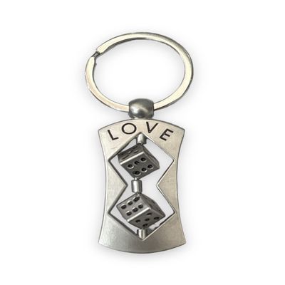 AUGEN Premium Love Dice Stainless Steel Keychain Metal For Gifting With Key Ring Anti-Rust (Pack Of 1)