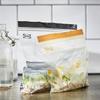 Ikea ISTAD Medium Reusable Food Bags with Double Seal, 1.2 & 2.5 Litres, Black Striped/Yellow Leaf - Set of 100 Bags view 3