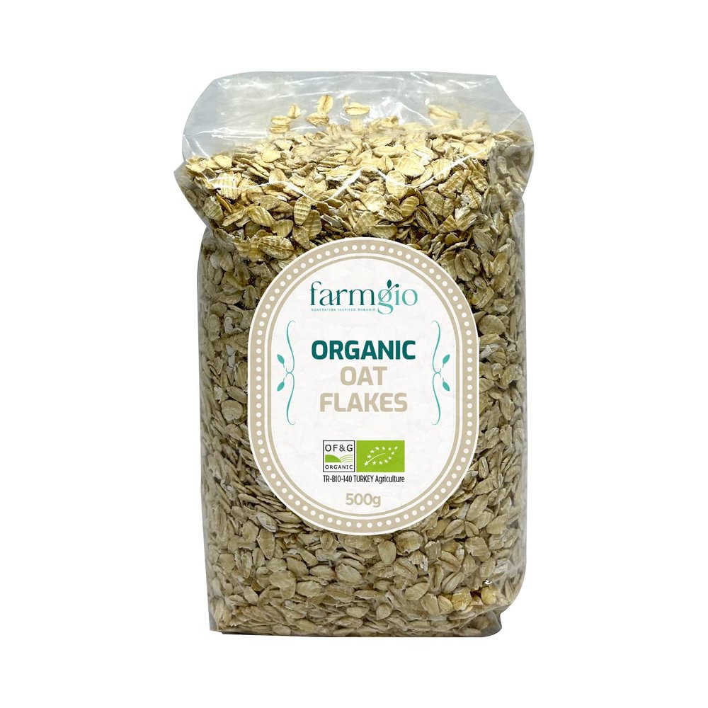 Farmgio Organic Oat Flakes 2 X (500 g) | Vegetarians & Vegans | Certified Organic Agriculture | ZERO Preservatives or Additives!