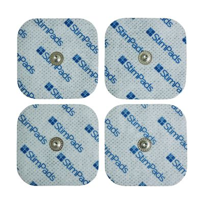 StimPads TENS Electrode Pads - Compatible with Compex Devices -4 Electrode Replacement Pads 50X50mm with 3.75mm Easy Snap - Adhesive Electrodes for TENS Devices - Certified Medical Device by Motron NV