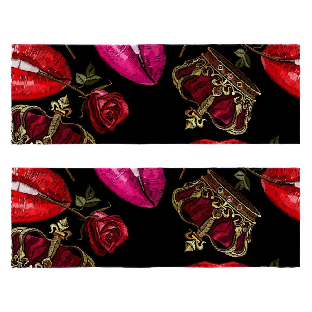 2 PCS Microfiber Towels Women Sexy Red Mouth Rose Crown Sports Workout Towels