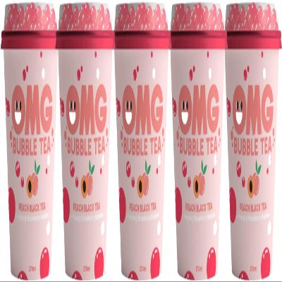 OMG Bubble Tea | Peach Black Tea With Popping Strawberry Bubbles | Pack of 5