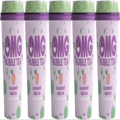 OMG Bubble Tea | Passion Fruit Green Tea With Popping Apple Bubbles | Pack of 5