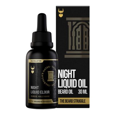 The Beard Struggle Night Liquid Elixir Beard Oil - Gold Collection - Valhalla's Gates - Beard Oil for Men - Natural Blend for Softens, Moisturizing, & Healthier Beard Growth (30 ml)