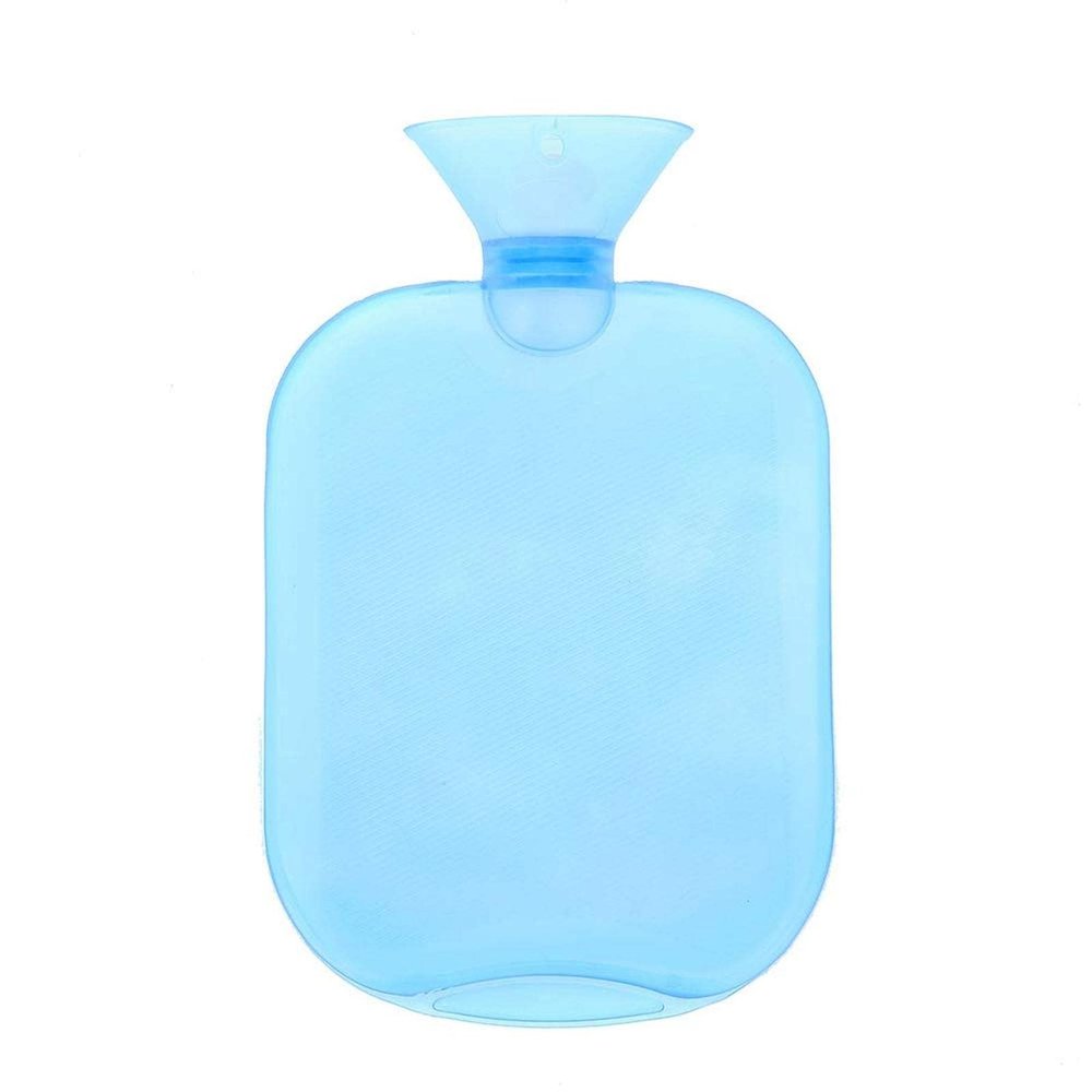 2000 ml Transparent Rubber Hot Water Bottle Portable Reusable Heat Cold Therapy Water Bag in Oversize Blue