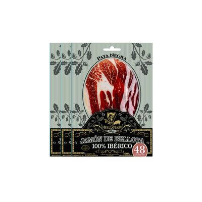 7 BELLOTAS 100% Iberico Ham | Made From Acorn Fed Iberico Pigs and Natural Curation Process | Spanish Jamon Pata Negra | Jamon Iberico Bellota | 48 Months (Sliced 3 X 80 gr.)