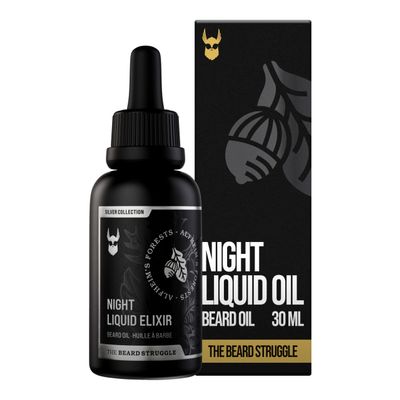The Beard Struggle Night Liquid Elixir Beard Oil - Silver Collection - Alfheim's Forests - Softens, Moisturizing, & Healthier Beard Growth - Vegan-Friendly Beard Growth Oil (30 ml)
