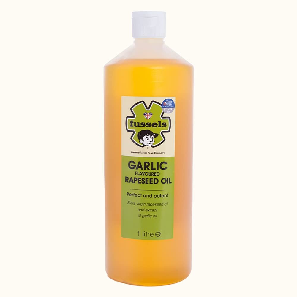Flavoured British Cold Pressed Rapeseed Oil (1 Litre) - Choose from Chilli, Garlic, Smoked & Lemon (Garlic Rapeseed Oil (1 Litre))