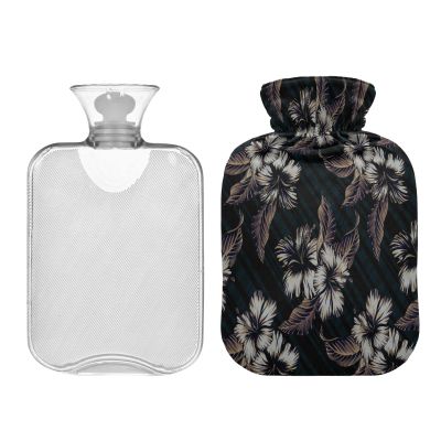 Masculine Retro Floral Pattern Hot Water Bottle with Velvet Cover, 2L Hot Water Bag for Hot and Cold Compress, Bed Warmer, Ideal for Shoulder Period Pain Relief