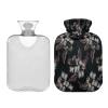 Masculine Retro Floral Pattern Hot Water Bottle with Velvet Cover, 2L Hot Water Bag for Hot and Cold Compress, Bed Warmer, Ideal for Shoulder Period Pain Relief view 1