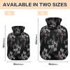 Masculine Retro Floral Pattern Hot Water Bottle with Velvet Cover, 2L Hot Water Bag for Hot and Cold Compress, Bed Warmer, Ideal for Shoulder Period Pain Relief view 2