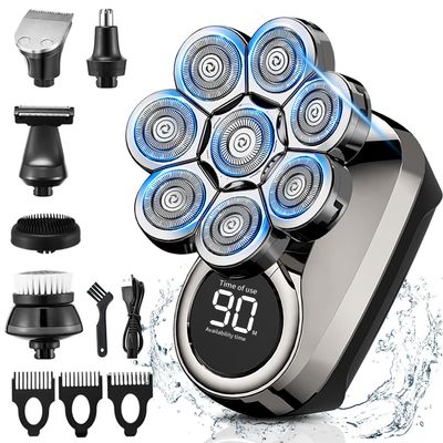 Electric Head Shaver for Men, 8D Upgraded 6-in-1 Head Shaver for Bald Men, Waterproof Wet/Dry Electric Shaver Razor Beard Grooming Kit Cordless Rechargeable