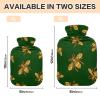 Golden Honey Bee in Green Background Hot Water Bottle with Soft Cover, 2 Liter Hot Water Bag for Neck and Shoulder Pain Relief, Period Warmer for Cramps view 2