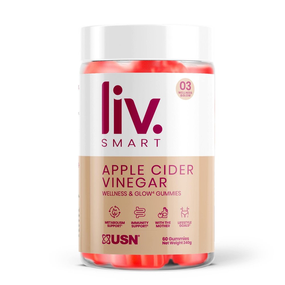 Apple Cider Vinegar Gummies (60 Count) from Liv.Smart by Usn  Vegan Friendly Acv Gummies with The Mother Fights Fatigue with Vitamin B12 and Folic Acid Complex