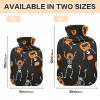 Halloween Skeletons Pumpkins Pattern Hot Water Bottle with Velvet Cover, 1L Transparent Hot Water Bag for Menstrual Cramp Relief, Bed Warmer view 2