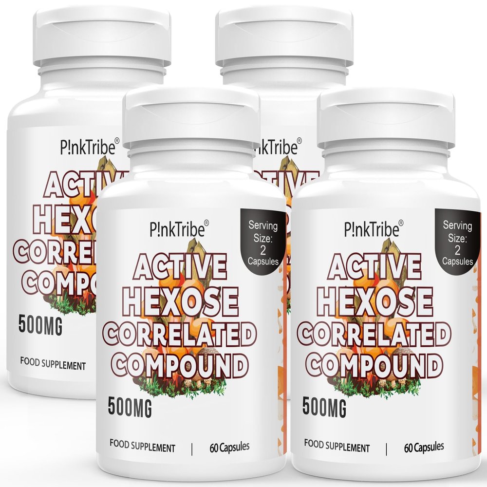 Active Hexose Correlated Compound 500mg - Supports Immune Health, Liver Function & T-Cell/Natural Killer Cell Activity - 240 Veggie Capsules (Pack of 4)
