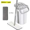 SERUMY Mop Hand-Free Wringing Mop with Bucket for Washing Floors Cleaning Lightning Offers Squeeze Flat Spin Wiper Kitchen Lazy Automatic Mops Floor Cleaning (Color : White with 1 pad) view 3