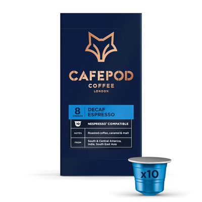 CafePod Coffee Pods Nespresso Compatible Decaf Supercharger Espresso 10 Aluminium Capsules