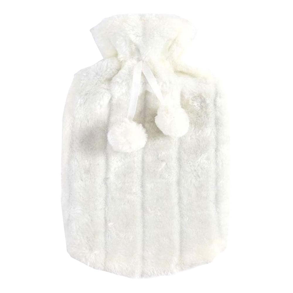 2L Hot Water Bag Cover Faux Fur Hand Warmer Plush Cloth Imitation Rabbit Fur Hot Water Bottle Decoration for Winter Supplies Gifts (White)