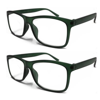 TWINKLE TWINKLE Big Lens Simple Plain Colourful Reading Glasses/Comfort Designed R140 (2 Pairs Dark Green, +0.50 Magnification)