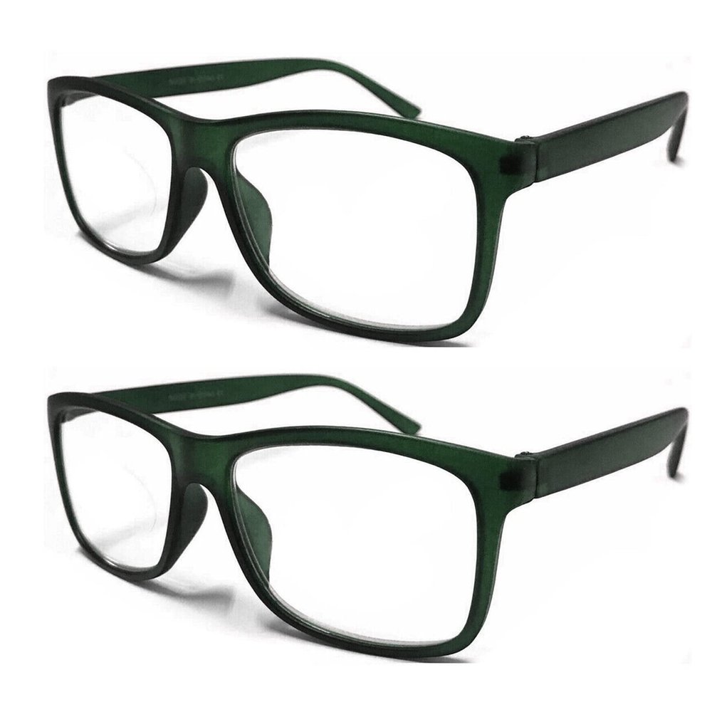 TWINKLE TWINKLE Big Lens Simple Plain Colourful Reading Glasses/Comfort Designed R140 (2 Pairs Dark Green, +0.50 Magnification)