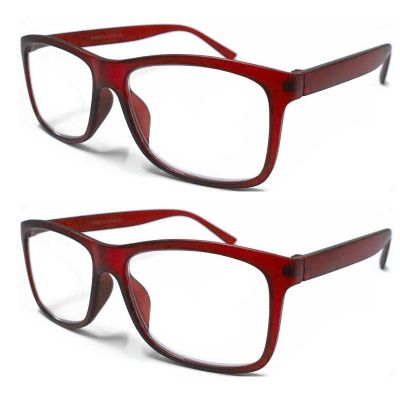 TWINKLE TWINKLE Big Lens Simple Plain Colourful Reading Glasses/Comfort Designed R140 (2 Pairs Matte Red, +3.00 Magnification)