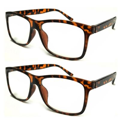 TWINKLE TWINKLE Big Lens Simple Plain Colourful Reading Glasses/Comfort Designed R140 (2 Pairs Tortoiseshell Brown, +3.50 Magnification)