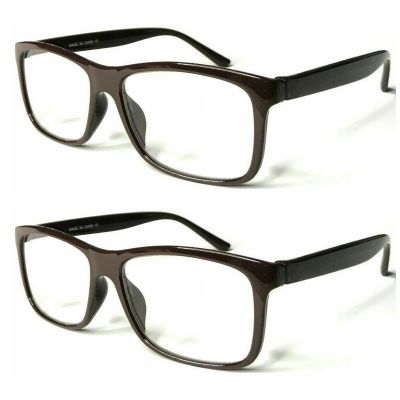 TWINKLE TWINKLE Big Lens Simple Plain Colourful Reading Glasses/Comfort Designed R140 (2 Pairs Coffee, +3.50 Magnification)