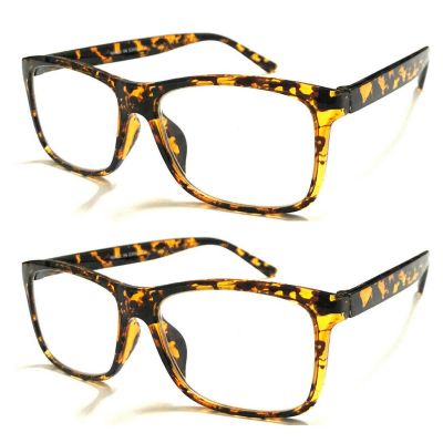 TWINKLE TWINKLE Big Lens Simple Plain Colourful Reading Glasses/Comfort Designed R140 (2 Pairs Tortoiseshell Amber, +1.00 Magnification)