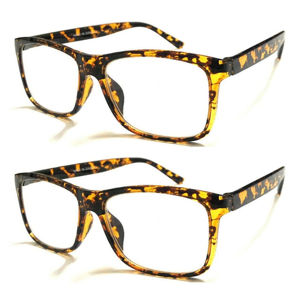 TWINKLE TWINKLE Big Lens Simple Plain Colourful Reading Glasses/Comfort Designed R140 (2 Pairs Tortoiseshell Amber, +1.00 Magnification)