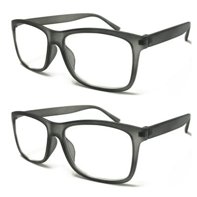 TWINKLE TWINKLE Big Lens Simple Plain Colourful Reading Glasses/Comfort Designed R140 (2 Pairs Matte Grey, +0.50 Magnification)