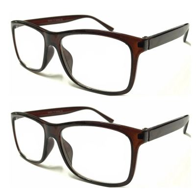 TWINKLE TWINKLE Big Lens Simple Plain Colourful Reading Glasses/Comfort Designed R140 (2 Pairs Brown, +3.00 Magnification)