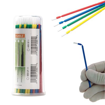 SNAWOP Dental Micro Applicator 100PCS Disposable Brushes 4 Colors Bendable Oral Swab Sticks for Teeth Whiteming and Tooth Cleaning