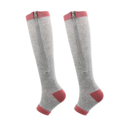 2 Pairs Zipper Compression Socks,Toeless Calf Zipper Compression Socks with Medical Gradient Compression for Men Women Varicose Veins Edema Recovery
