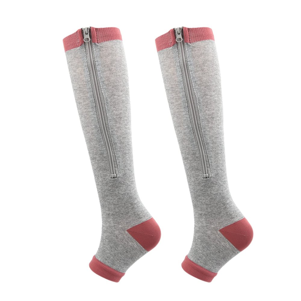 2 Pairs Zipper Compression Socks,Toeless Calf Zipper Compression Socks with Medical Gradient Compression for Men Women Varicose Veins Edema Recovery