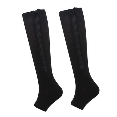 2 Pairs Zipper Compression Socks,Toeless Calf Zipper Compression Socks with Medical Gradient Compression for Men Women Varicose Veins Edema Recovery