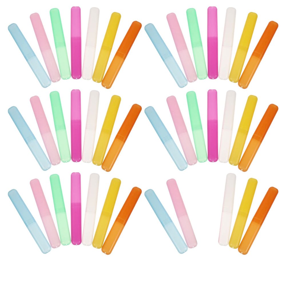 MAGICLULU 40pcs Travel Toothbrush Box Lightweight Portable Toothbrush Storage Containers for Travel Toiletry Storage and Keeping Clean The Go Random Color