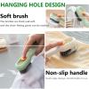 2pcs Liquid Adding Soft Fur Cleaning Brush,Multifunctional Shoe Brush with Liquid Box for Shoe Washing and Cleaning,Bathroom, Kitchen, Soft Laundry Clothes(White+Green) view 2