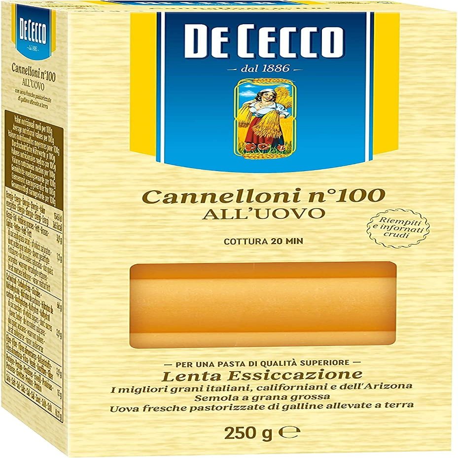 10x De Cecco Pasta Cannelloni n. 100 Uovo Egg Pasta 250 g