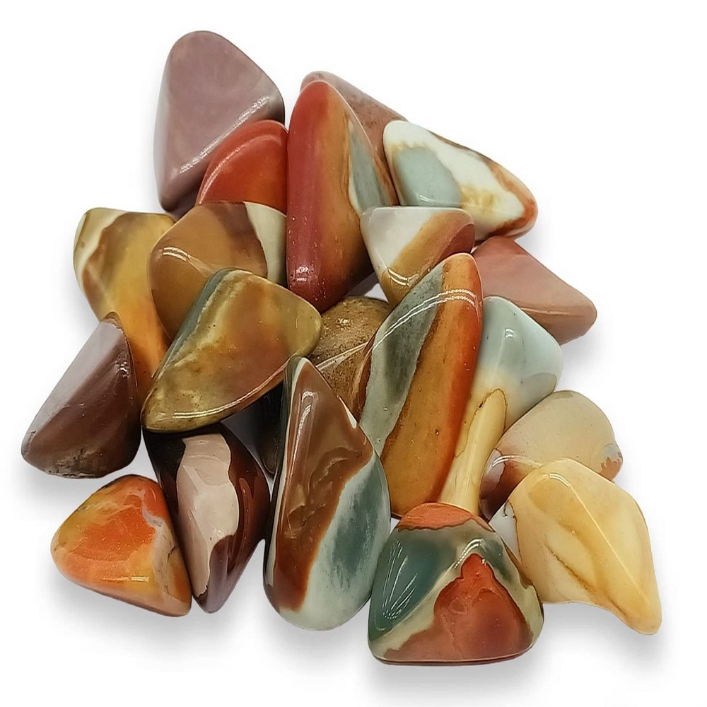 TENET - 5 x Polished Natural Stones for Reiki and Meditation - 18-25mm (Polychrome Jasper)