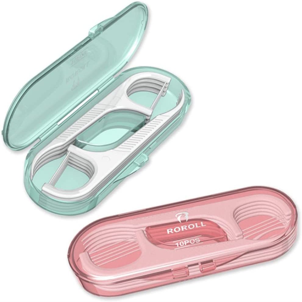 Roontin Portable Dental Floss Dispenser, 2Pcs with 20 Floss Picks