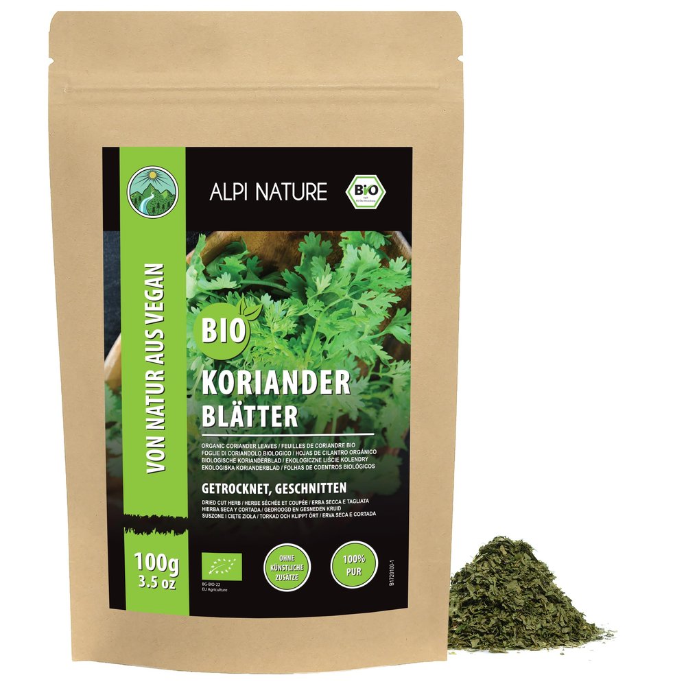 Alpi Nature Organic Coriander Leaves 100g 3.5 oz, Dried and Cut Coriander Leaves for Cooking
