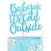 Rsstarxi 1 Pack Baby It's Cold Outside Cake Topper Glitter Winter Snowflake Baby Shower Cake Pick for Winter Frozen Theme Snowflake Baby Shower Kids Birthday Christmas Party Cake Decorations Supplies view 1