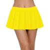 Afibi Women Sexy Stretchy Elastic Waist Pleated Ruffle Mini Skirt for Schoolgirl Outfits, Yellow, XS view 2