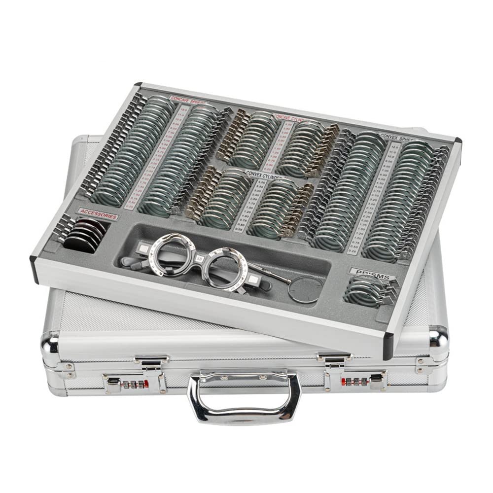 AISITESY Optics Kit - 158 Pcs Metal Rim Trial Lens Set with Aluminum Case and Gift Trial Frame