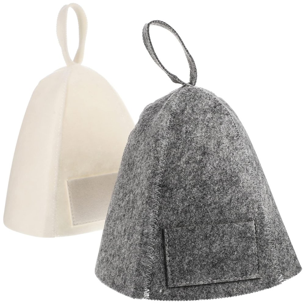 Beavorty 2pcs Thickened Felt Sauna Hat for Women Shower Cap and Grey Comfortable Hair for Spa and Bath Breathable and Lightweight Sauna Accessories