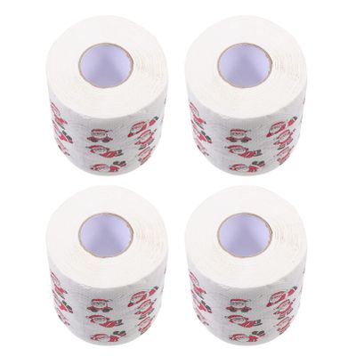Zerodeko 4rolls Creative Printed Toilet Paper Xmas Pattern Paper Christmas Napkin Toilet Tissues Party Supply for Home Decorative Use