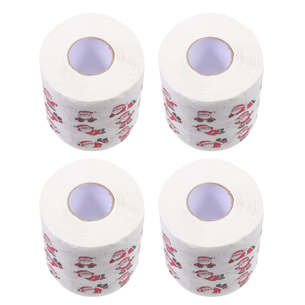 Zerodeko 4rolls Creative Printed Toilet Paper Xmas Pattern Paper Christmas Napkin Toilet Tissues Party Supply for Home Decorative Use