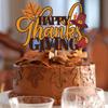 Happy Thanksgiving Cake Topper Happy Fall Day Autumn Fall Harvest Maple Pumpkin Give Thanks Friends Party Decorations Supplies view 4